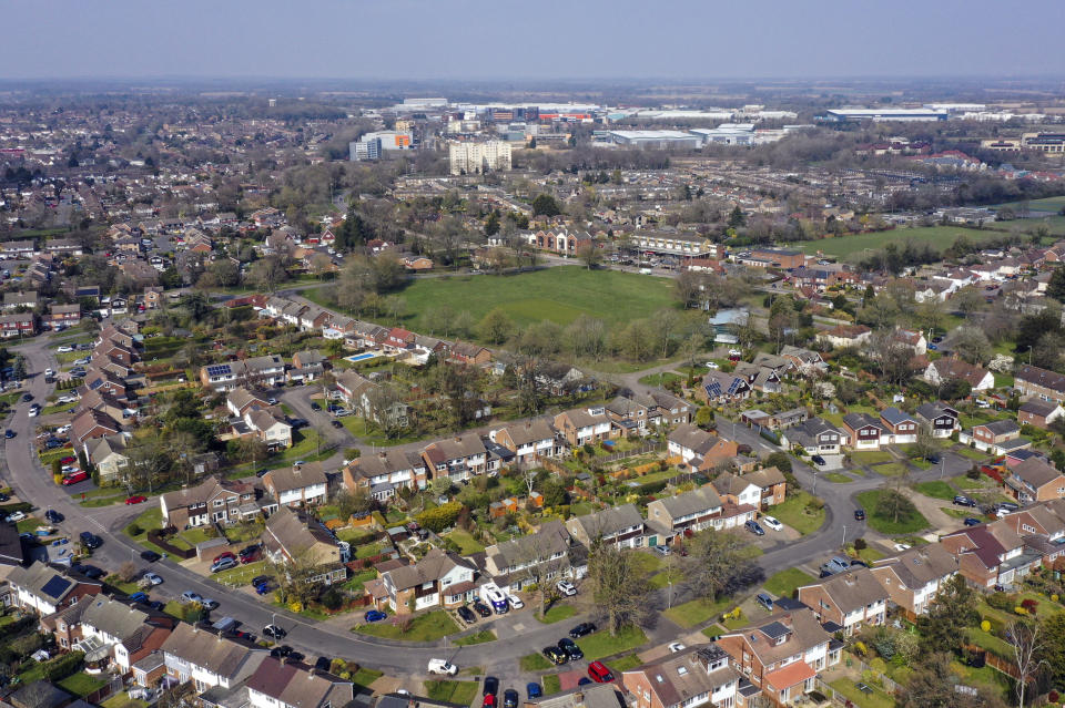 A aerial view of Leverstock Green, near Hemel Hempstead. PA Photo. Picture date: Friday March 27, 2020. The UK's coronavirus death toll reached 578 on Thursday. See PA story HEALTH Coronavirus. Photo credit should read: Steve Parsons/PA Wire