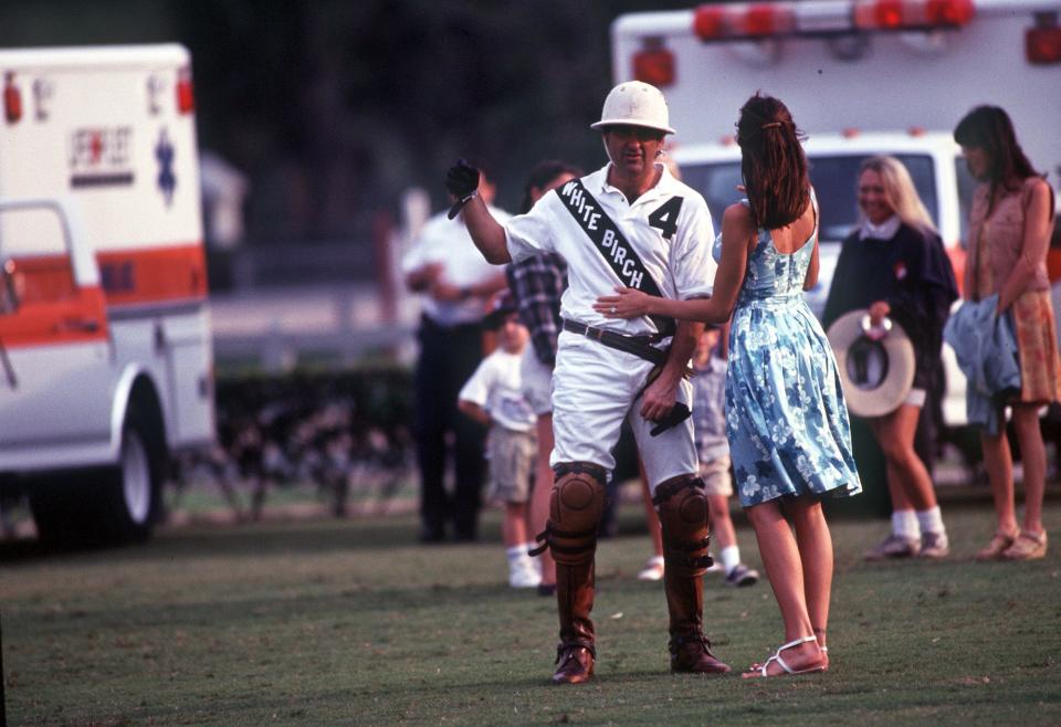 Peter Brandt and Stephanie Seymour at a Welllington polo match in 1994.