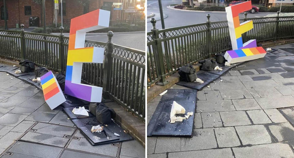 The Pride sign was vandalised, with only the letter E seen lopsided and the letter I flying on the ground. 