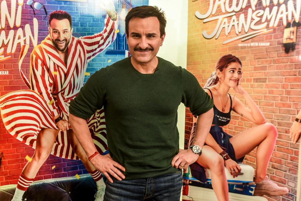 In this photograph taken on January 20, 2020, Bollywood actor Saif Ali Khan poses for photographs during an interview with AFP in Mumbai. - Saif Ali Khan, bonafide Bollywood royalty and star of Netflix hit 