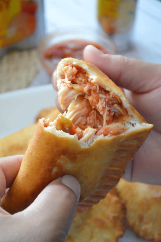 <p>Stylish Cravings</p><p>This recipe can't get any easier.</p><p><strong>Get the recipe:</strong> <a href="https://stylishcravings.com/three-ingredient-chicken-empanadas/" rel="nofollow noopener" target="_blank" data-ylk="slk:3-Ingredient Chicken Empanadas;elm:context_link;itc:0;sec:content-canvas" class="link ">3-Ingredient Chicken Empanadas</a></p>