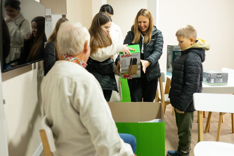 Dell Loy Hansen meets with Maryana Vartsaba and her three children at Hansen Village near Kyiv, Ukraine on Oct. 21, 2023. | To Ukraine With Love