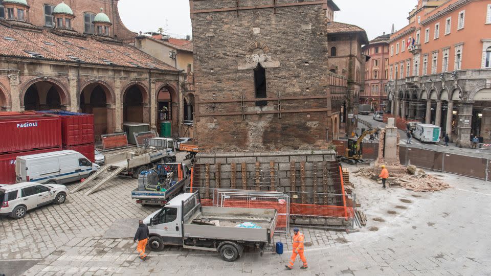 The area around the base of the tower was sealed off to the public after collapse fears were raised. - Michele Lapini/Getty Images