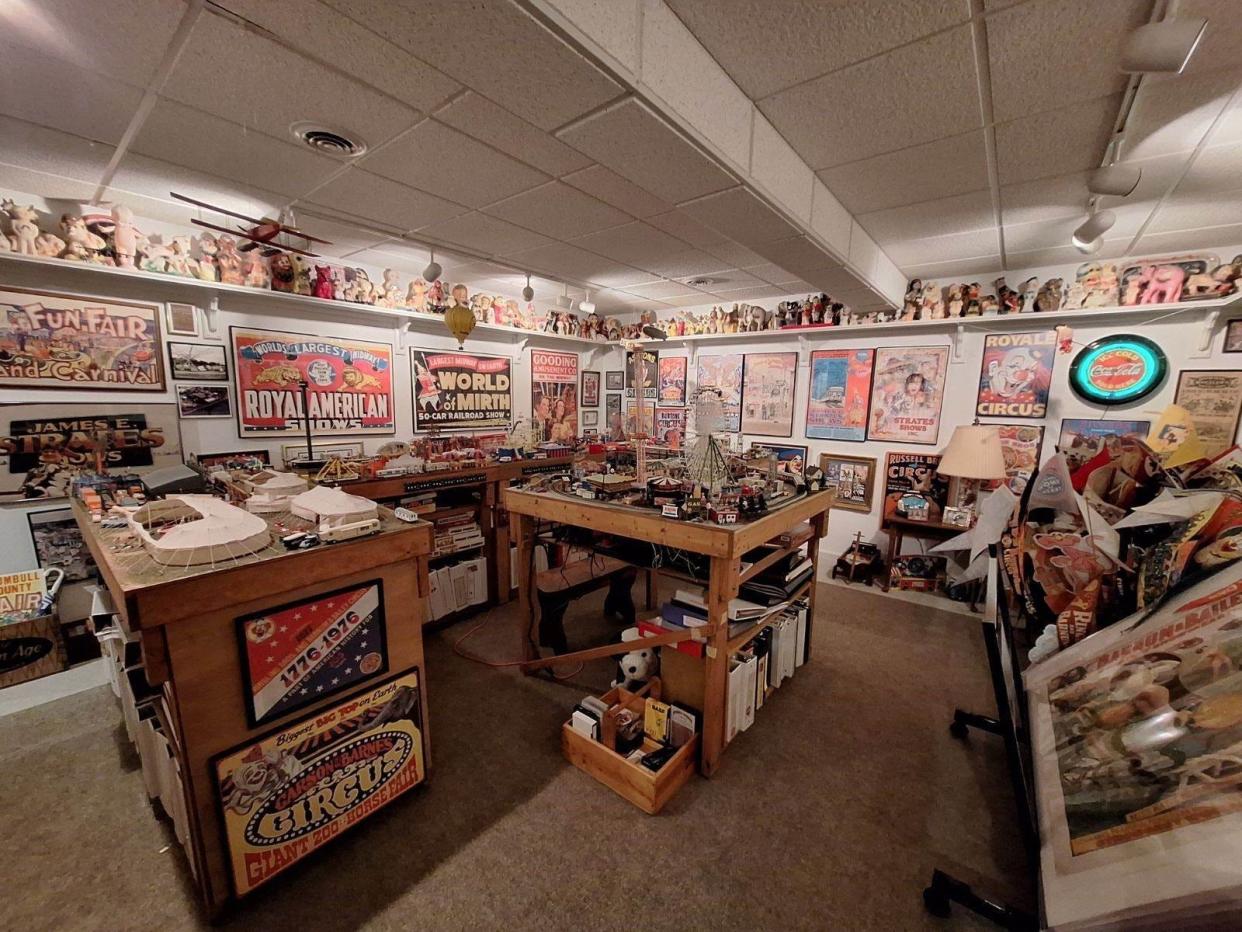 Edward Limbach, 85, has collected circus memorabilia over the last 80 years. Part of his collection was on display Thursday during Ed’s Dream Big circus showcase at Independence Village of Aurora, where Limbach lives.