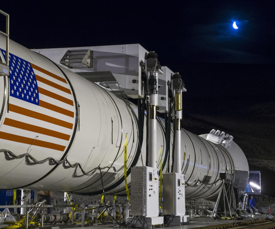 Space Launch System rocket booster test in Utah