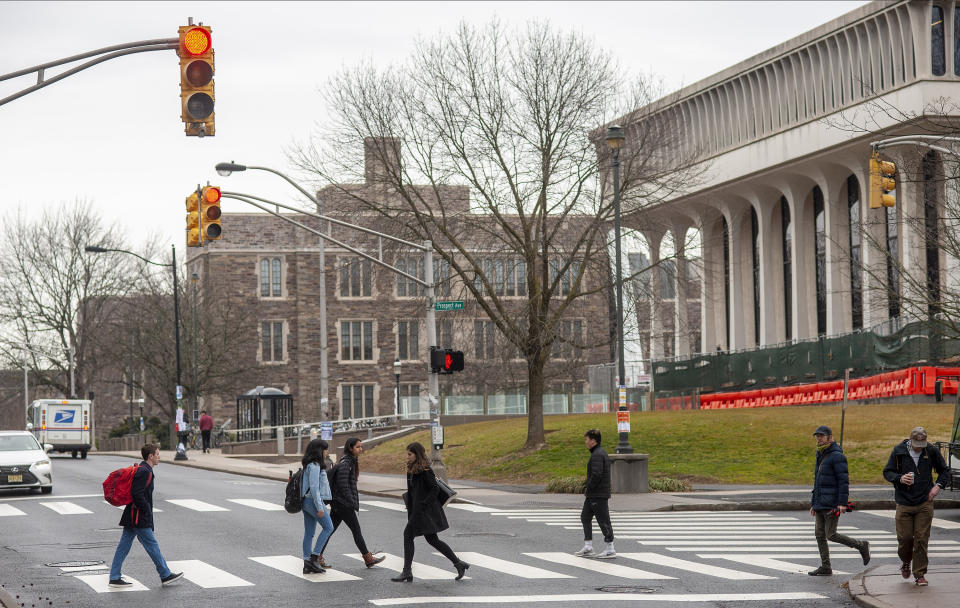 PRINCETON, NJ - FEBRUARY 04: Students walk on campus at Princeton University on February 4, 2020 in Princeton, New Jersey. The university said over 100 students, faculty, and staff who recently traveled to China must 'self-isolate' themselves for 14 days to contain any possible exposure to the novel coronavirus. (Photo by William Thomas Cain/Getty Images)