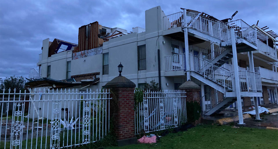 Roofs were torn from buildings and windows shattered in the storm. Source: Twitter/ChiefKeith