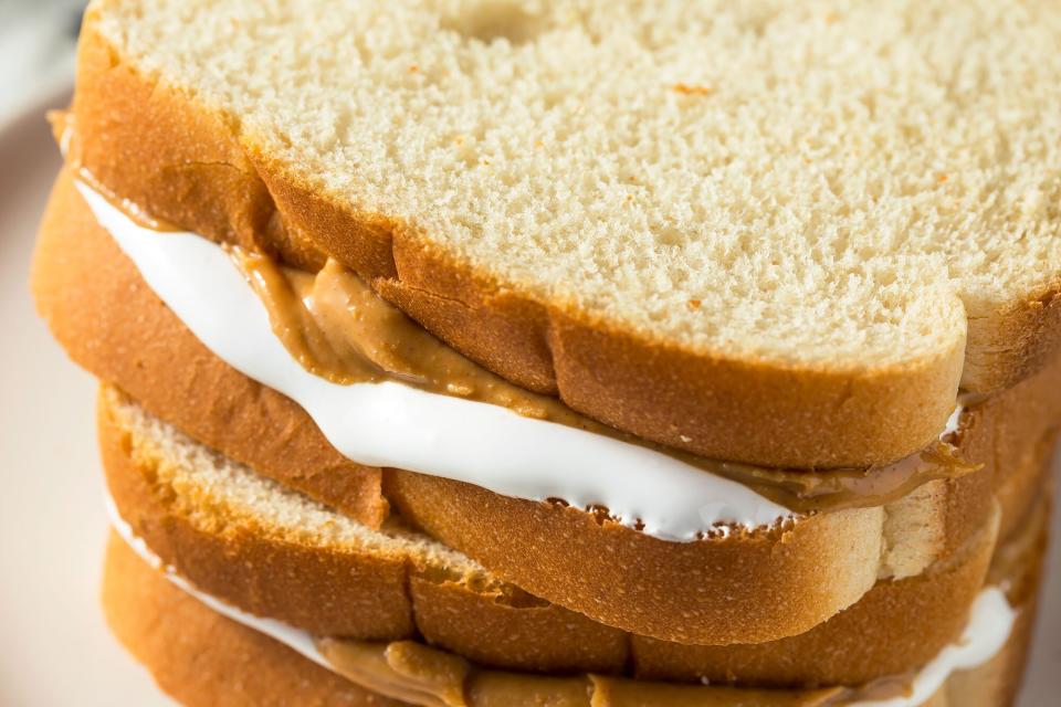 Homemade fluffernutter sandwich