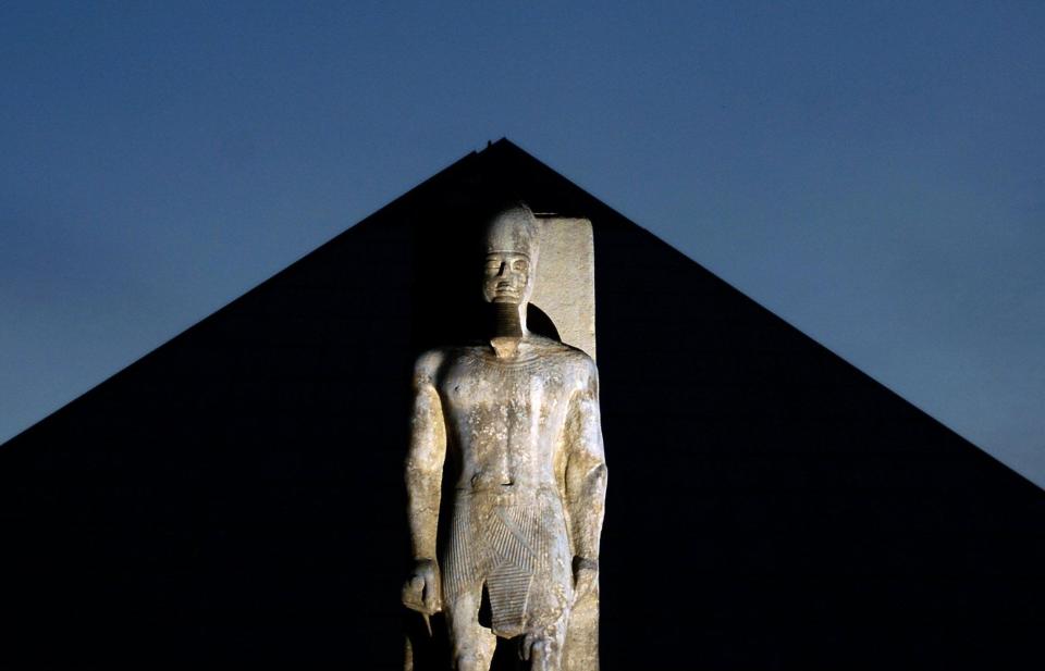 July 17, 2005: A statue of Ramesses the Great stood in front of The Pyramid for about 20 years, until it was moved in 2012 to the Central Avenue side of the University of Memphis campus.