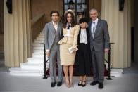 <p>The actress wore a Chanel suit and hat for the big event.</p>