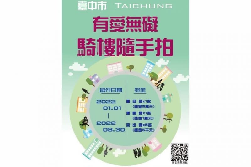 臺中市都市發展局「有愛無礙騎樓隨手拍」活動，歡迎大家共同參與。（圖／臺中市都市發展局提供）