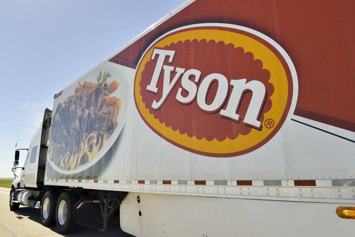 North Platte, Nebraska, USA - June 28, 2013: A Tyson Foods semi truck on Interstate 80 near North Platte. Tyson Foods is a multi national food processor.