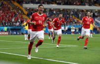 Soccer Football - World Cup - Group E - Brazil vs Switzerland - Rostov Arena, Rostov-on-Don, Russia - June 17, 2018 Switzerland's Steven Zuber celebrates after scoring their first goal REUTERS/Marko Djurica