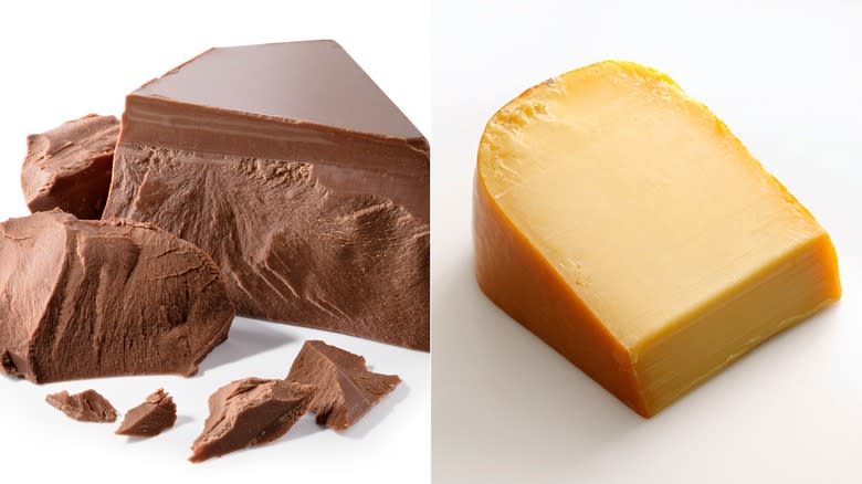 milk chocolate and gouda cheese