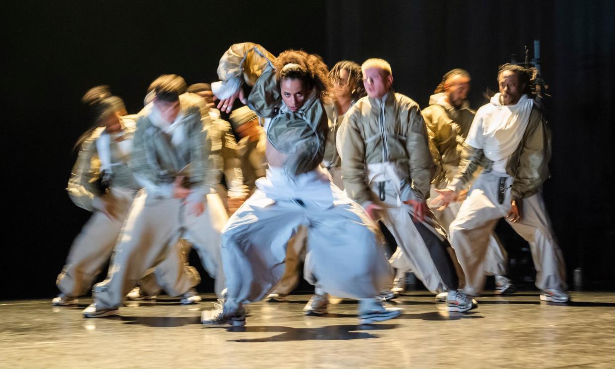 <span>‘Complexity and commitment’: Nicey Belgrave, centre, and company in Boy Blue’s Cycles.</span><span>Photograph: Tristram Kenton/The Guardian</span>