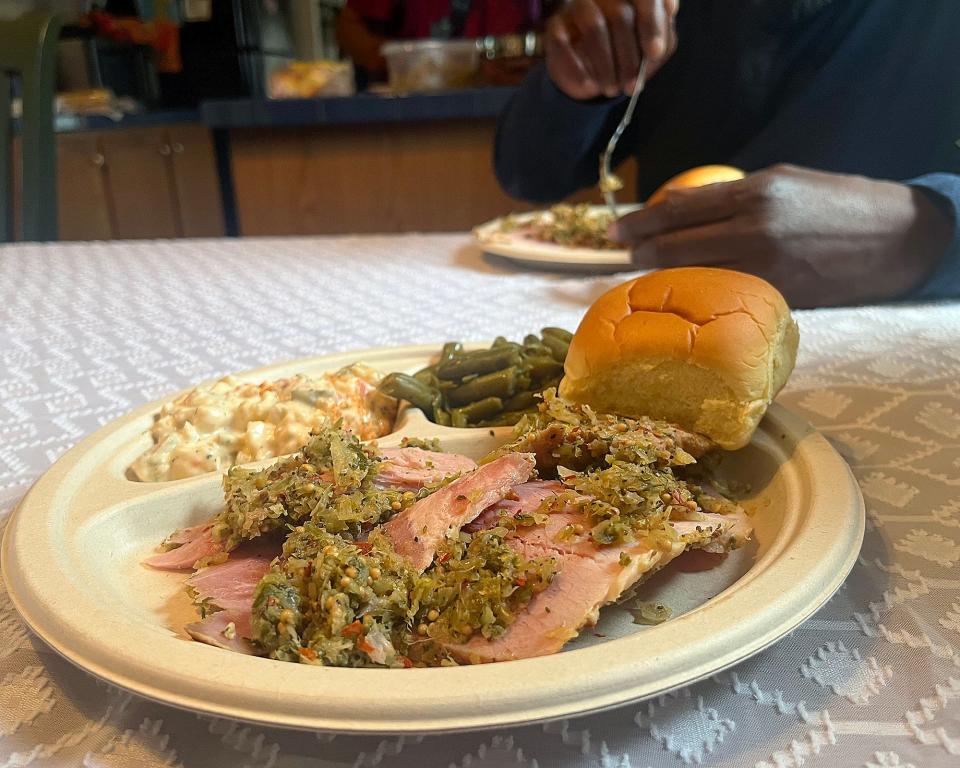 Maryland stuffed ham, a centuries-old tradition unique to St. Mary's County, MD, is served every major holiday with recipes passed down through generations. The dish, a corned ham stuffed with greens, red pepper and mustard seed, was invented by enslaved people in Maryland and is a mix of African and English traditions. 