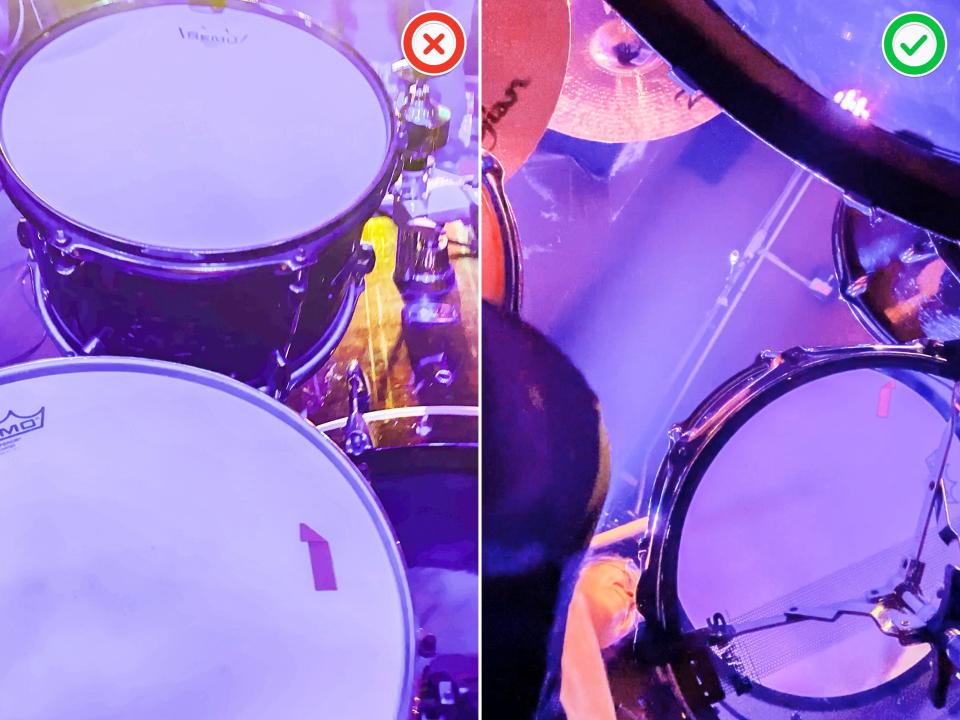 Drums shot from above (L) and below (R)