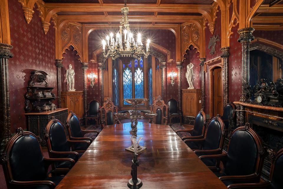 The dining room at Lyndhurst. The mansion was home to Jay Gould, a Gilded Age financier. It is now a historic site.