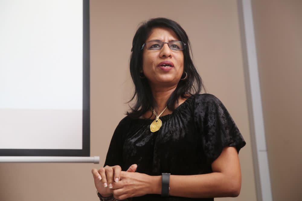 Cynthia Gabriel speaks during a press conference at the C4 Centre, Petaling Jaya May 15, 2019. — Picture by Choo Choy May