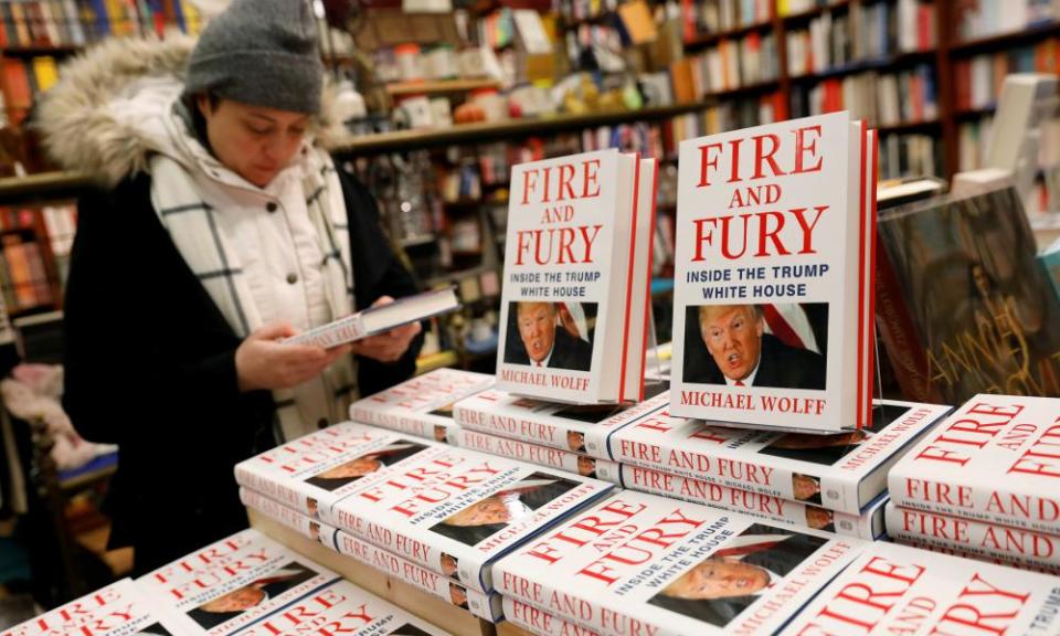 Copies of Fire and Fury: Inside the Trump White House are seen at the Book Culture book store in New York.