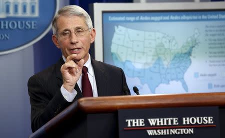 Dr. Anthony Fauci, director of the National Institute for Allergy and Infectious Disease, speaks about the Zika virus from the White House in Washington April 11, 2016.REUTERS/Kevin Lamarque