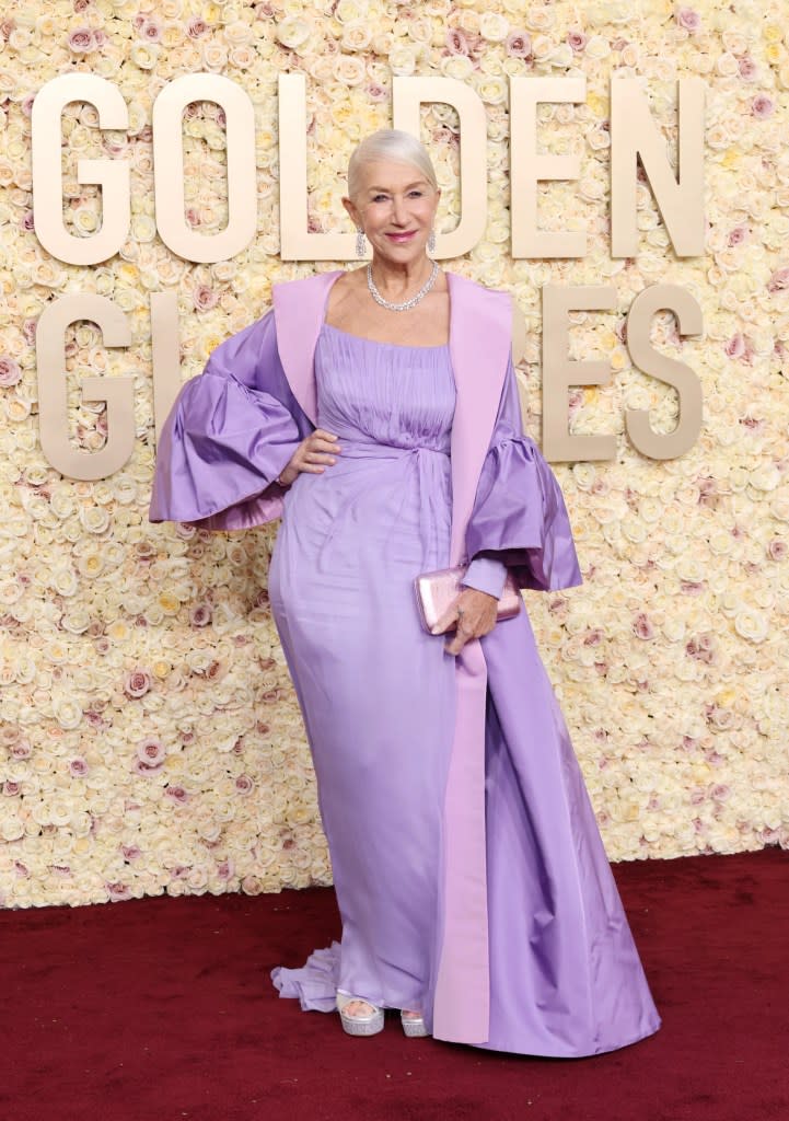 Helen Mirren attends the 81st Annual Golden Globe Awards at The Beverly Hilton on January 07, 2024 in Beverly Hills, California.