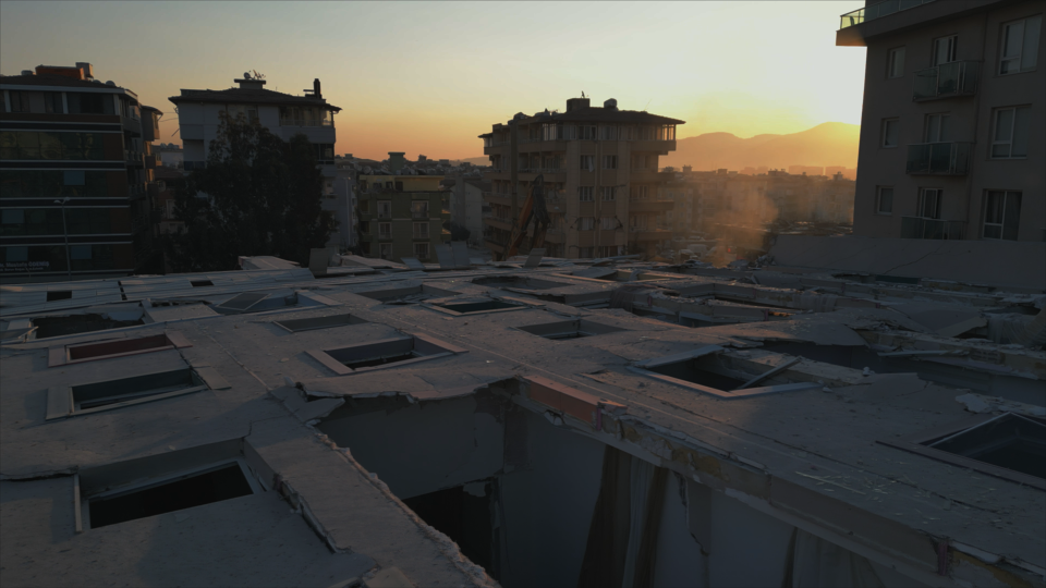 A luxury high rise in Antakya, Turkey that fell flat on its back in the earthquake.