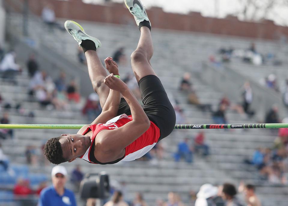 Linn-Mar's TJ Jackson won the Class 4A boys high jump competition on Thursday at Drake Stadium.