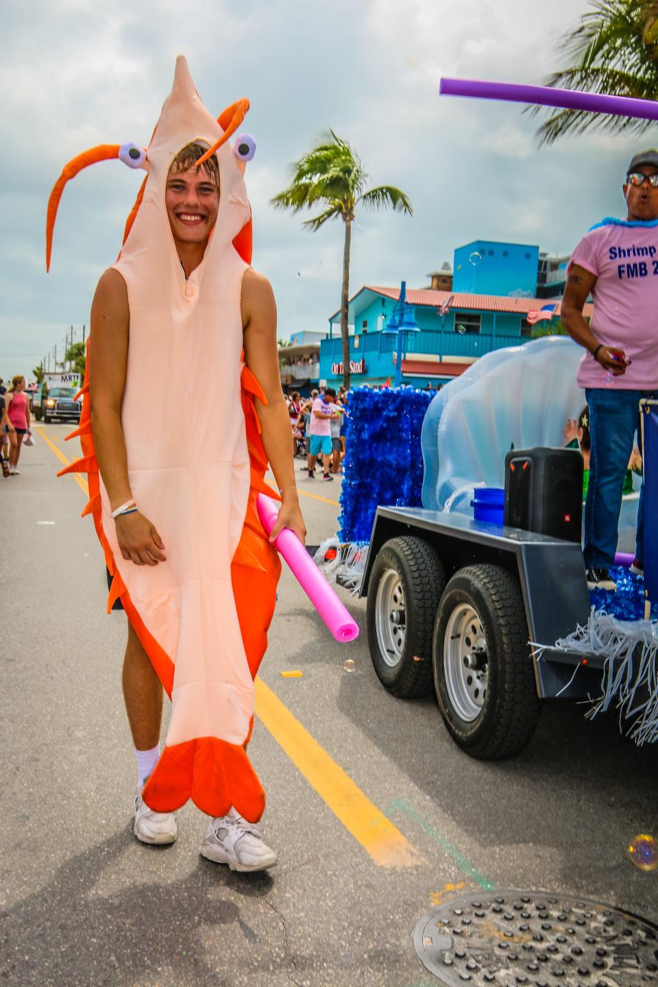 Shrimp costumes are often a part of the annual Fort Myers Beach Shrimp Festival Parade.