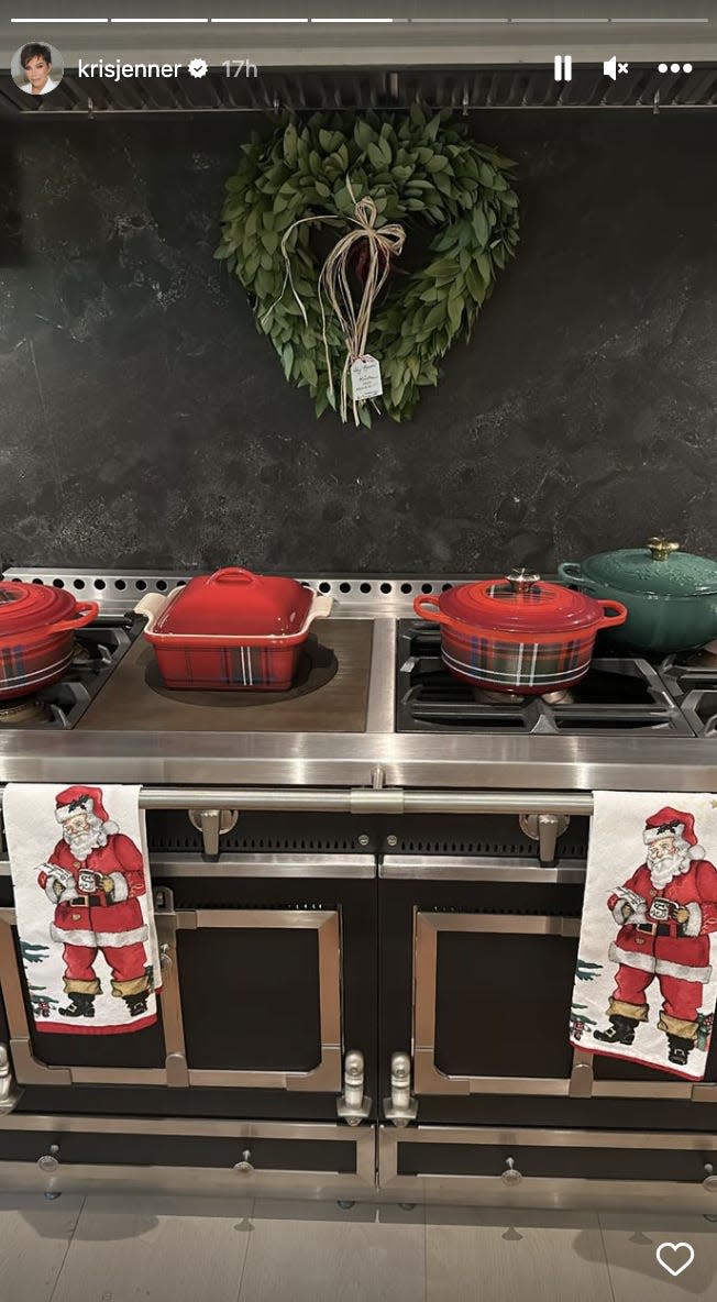 Kris Jenner kitchen holiday decor Instagram story