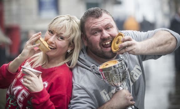 World Pie Eating Champions Martin Appleton-Clare and Vicky Lindley.
