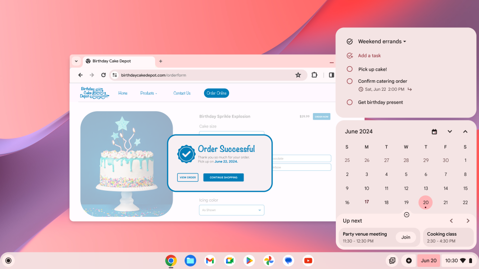 Integración de tareas y calendario de ChromeOS