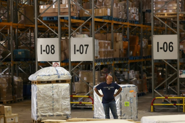 The cargo storage facility at Beirut's international airport, during a tour organised by the Lebanese Ministry of Public Works and Transport (ANWAR AMRO)