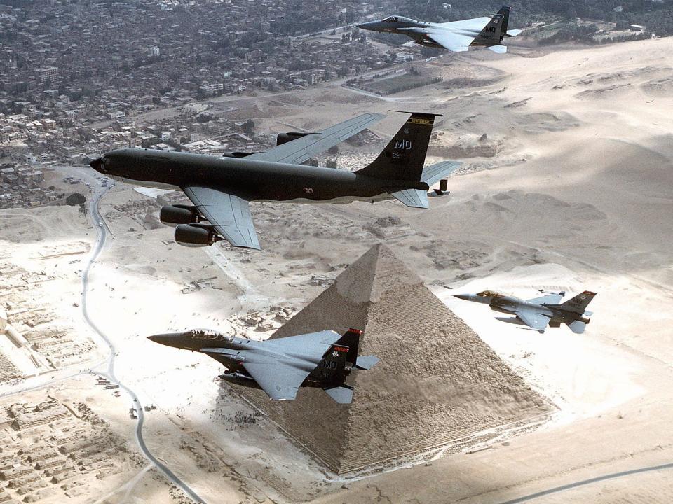 Air Force KC-135R tanker F-15 F-16 Egypt pyramid