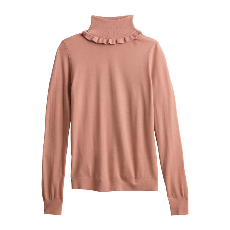 <a rel="nofollow noopener" href="http://www.anrdoezrs.net/links/3550561/type/dlg/http://www.anntaylor.com/ruffle-turtleneck-pullover/409124?skuId=21832697&defaultColor=5219&colorExplode=false&catid=cata000011" target="_blank" data-ylk="slk:Ruffle Turtleneck Pullover, Ann Taylor, $80;elm:context_link;itc:0;sec:content-canvas" class="link ">Ruffle Turtleneck Pullover, Ann Taylor, $80</a><ul> <strong>Related Articles</strong> <li><a rel="nofollow noopener" href="http://thezoereport.com/fashion/style-tips/box-of-style-ways-to-wear-cape-trend/?utm_source=yahoo&utm_medium=syndication" target="_blank" data-ylk="slk:The Key Styling Piece Your Wardrobe Needs;elm:context_link;itc:0;sec:content-canvas" class="link ">The Key Styling Piece Your Wardrobe Needs</a></li><li><a rel="nofollow noopener" href="http://thezoereport.com/fashion/celebrity-style/sienna-miller-leather-shorts/?utm_source=yahoo&utm_medium=syndication" target="_blank" data-ylk="slk:Sienna Miller Proves You Can Wear Shorts For Fall;elm:context_link;itc:0;sec:content-canvas" class="link ">Sienna Miller Proves You Can Wear Shorts For Fall</a></li><li><a rel="nofollow noopener" href="http://thezoereport.com/entertainment/celebrities/victoria-secret-vs-fantasy-bra-jasmine-tookes-2016/?utm_source=yahoo&utm_medium=syndication" target="_blank" data-ylk="slk:THIS Is Who Will Wear The Fantasy Bra At This Year's Victoria's Secret Fashion Show;elm:context_link;itc:0;sec:content-canvas" class="link ">THIS Is Who Will Wear The Fantasy Bra At This Year's Victoria's Secret Fashion Show</a></li></ul>