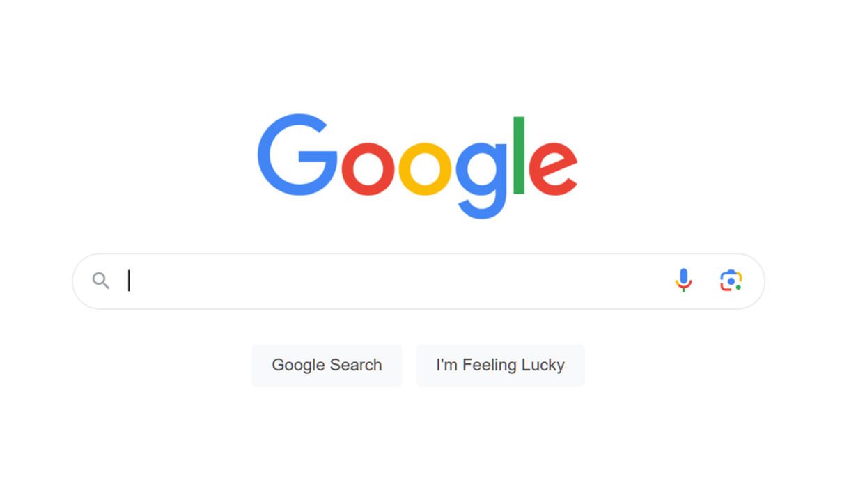  Google Search homepage with the Google logo and search bar. 