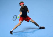 Tennis - ATP Finals - The O2, London, Britain - November 12, 2018 Germany's Alexander Zverev in action during his group stage match against Croatia's Marin Cilic Action Images via Reuters/Tony O'Brien