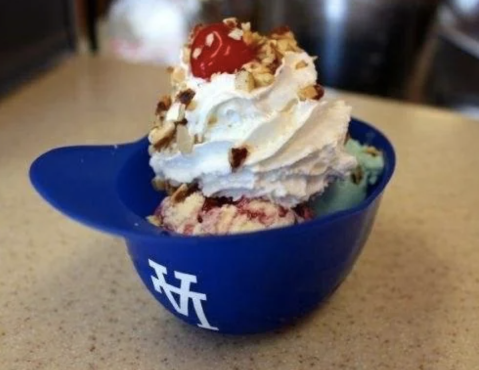 sundae inside a mini plastic helmet