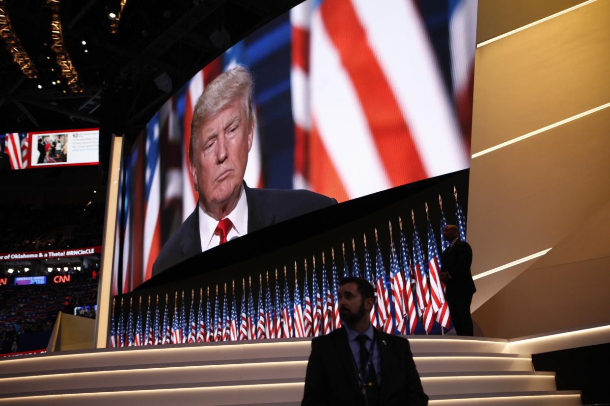 Donald Trump speaks at the Republican convention. (Photo: Khue Bui for Yahoo News)