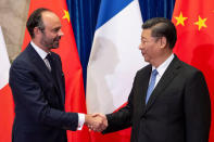 China's President Xi Jinping meets France's Prime Minister Edouard Philippe at the Great Hall of the People in Beijing, China June 25, 2018. Fred Dufour/Pool via REUTERS