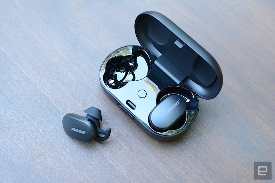 Bose doesn’t have the true wireless experience of some other headphone companies, but you would never know it. The QC Earbuds are a huge leap over the SoundSport Free model from 2017. The company provides the best ANC performance you’ll find in true wireless buds on top of great sound quality. There are some missing features, but the basics are covered, and there’s wireless charging as well.  