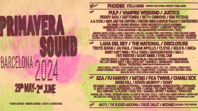 Primavera Sound Barcelona 2024 line up