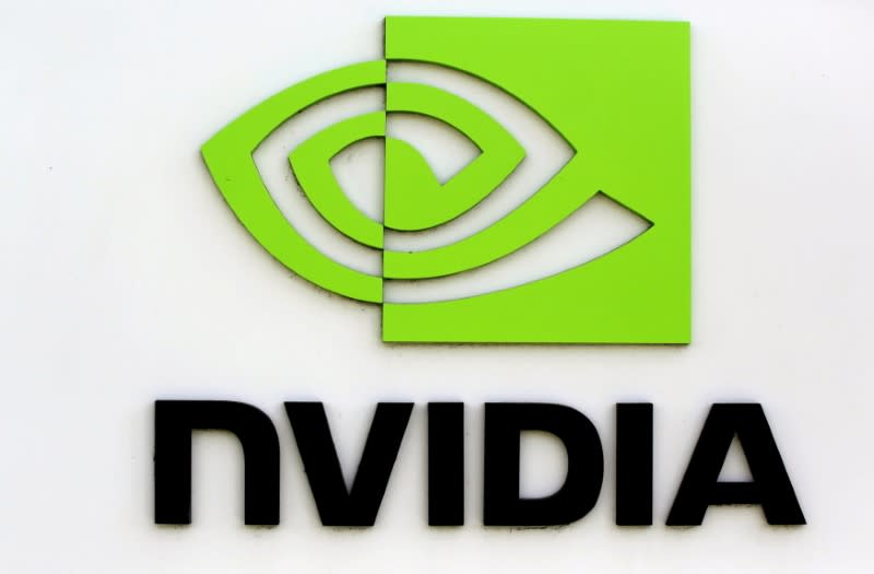 FILE PHOTO: The logo of technology company Nvidia is seen at its headquarters in Santa Clara