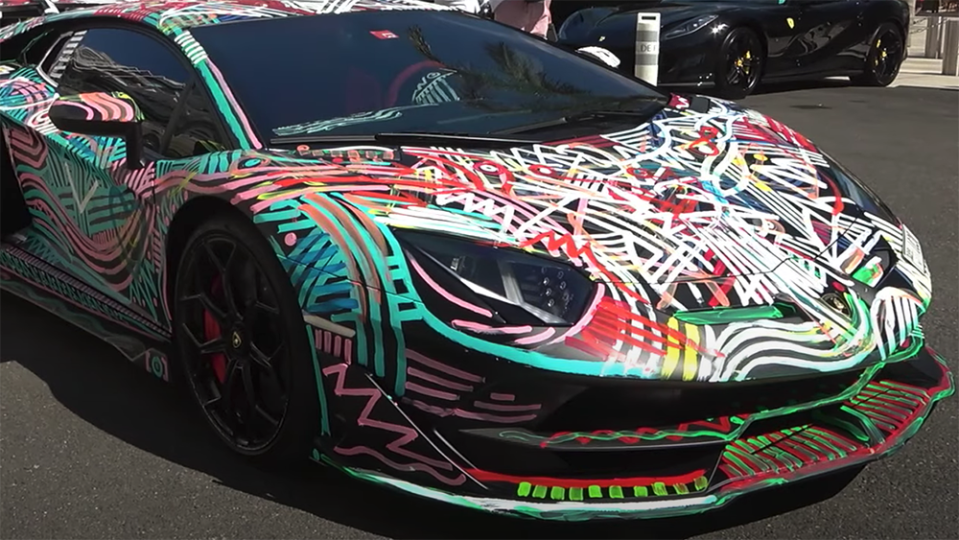 Watch: This Artist Went All Basquiat on His Lamborghini Aventador SVJ