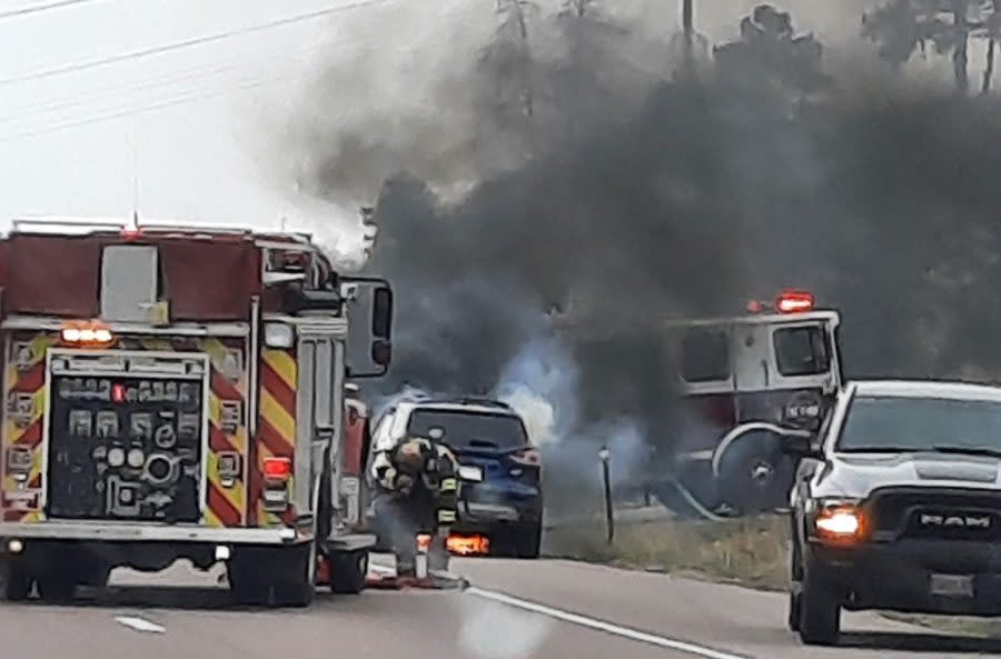 Car fire on Highway 24