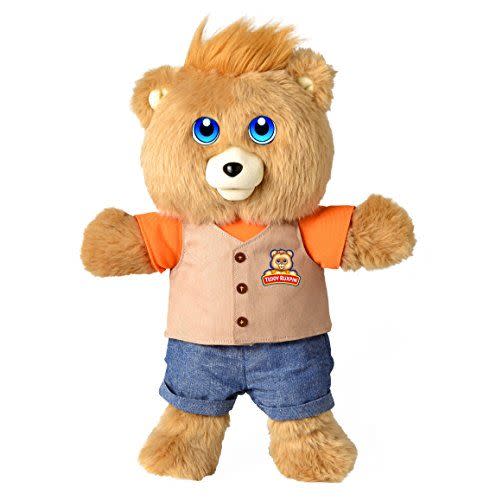 <p><strong>Teddy Ruxpin</strong></p><p>amazon.com</p><p><strong>$189.99</strong></p><p><a href="https://www.amazon.com/dp/B06VVK261Z?tag=syn-yahoo-20&ascsubtag=%5Bartid%7C10055.g.4695%5Bsrc%7Cyahoo-us" rel="nofollow noopener" target="_blank" data-ylk="slk:Shop Now;elm:context_link;itc:0;sec:content-canvas" class="link ">Shop Now</a></p><p>The childhood favorite is back, but now more interactive than ever with an animatronic mouth that syncs to his speech and light up LED eyes. He also <strong>can be linked to an app so that kids can read and sing along with him</strong>. <br></p>