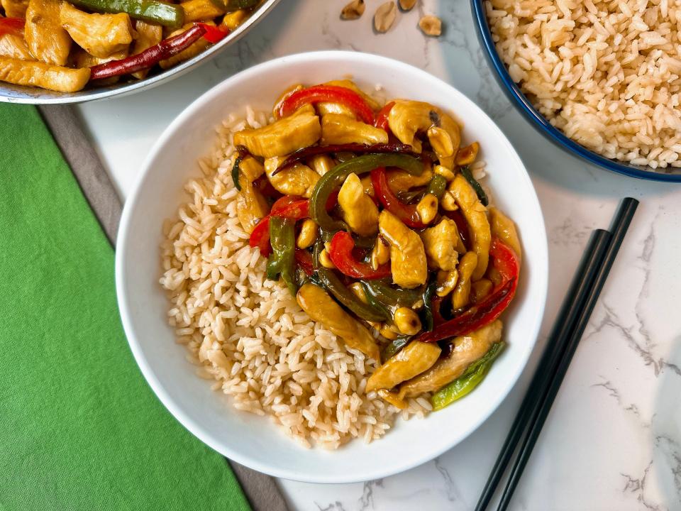 Making kung pao chicken is faster than ordering takeout.