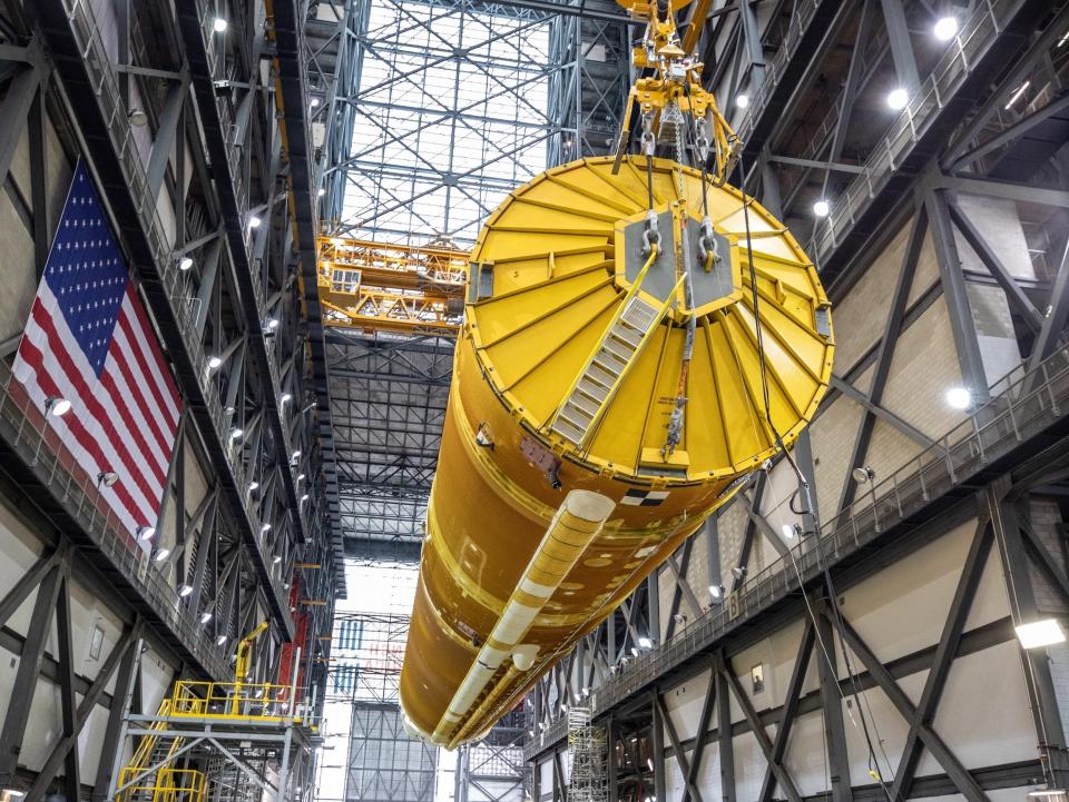Artemis I's Space Launch System (SLS) core stage.