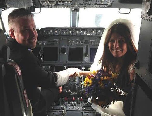 Not every couple gets a cockpit wedding photo. Photo: Dottie Cooper Coven