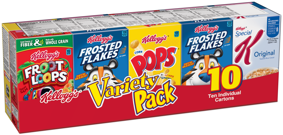 Kellogg's continues to sell variety packs with 10 individual cartons.